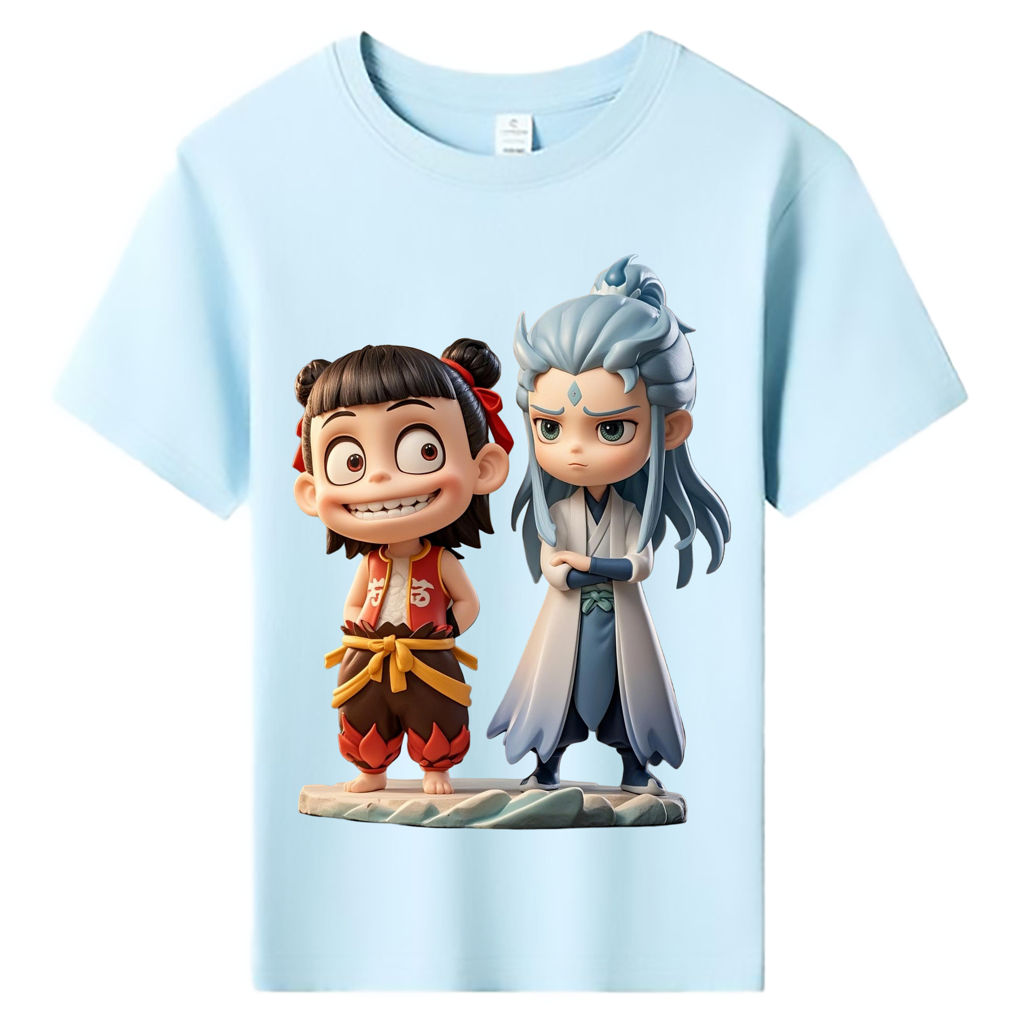 （画像用） Ne Zha 2 ナタ 魔童の大暴れ 綿100％キッズTシャツ（フロントプリント）